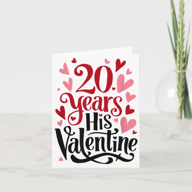 Tarjeta 20 Years His Valentine _ Anniversary Couples Valen (Anverso)