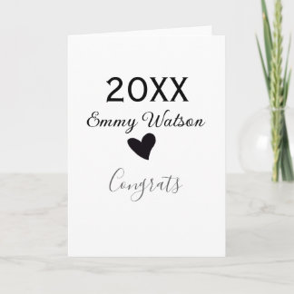 Tarjeta 20XX bold letter congrats graduation name heart si