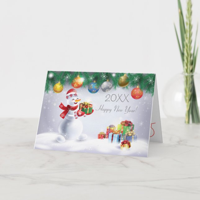 Tarjeta 20XX ¡Feliz Año Nuevo! Festival de vacaciones de i (Anverso)