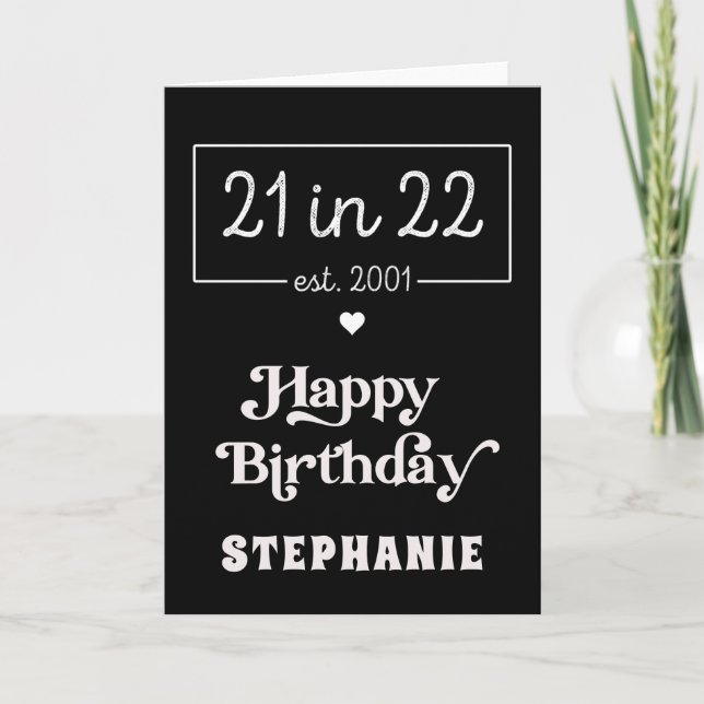 Tarjeta 21º cumpleaños 21 en la fiesta de cumpleaños 22 es (Anverso)