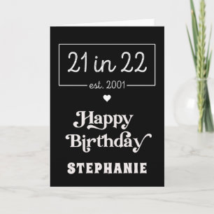 Tarjeta 21º cumpleaños 21 en la fiesta de cumpleaños 22 es