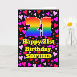 Tarjeta 21º cumpleaños: Patrón de corazones amorosos, arco