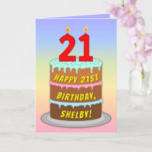 21º cumpleaños — Torta de diversión y velas, con n