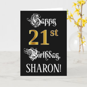 Tarjeta 21ᵉʳ cumpleaños — Guión de fantasía; aspecto de or