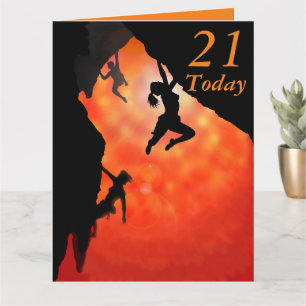 Tarjeta 21.ª carta de arte de los alpinistas de cumpleaños