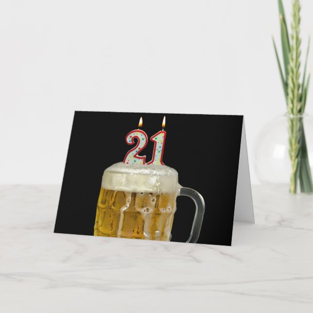 Tarjeta 21.ª Cerveza de cumpleaños con negro (Anverso)
