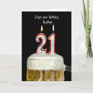 Tarjeta 21.ª Cerveza de cumpleaños para Hermano