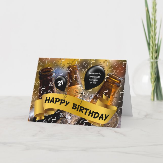 Tarjeta 21.ª cubeta de cumpleaños con nombre (Anverso)