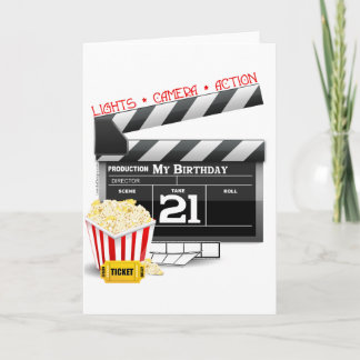 Tarjeta 21.ª Fiesta de cine de cumpleaños