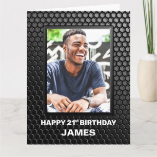 Tarjeta 21.ª Personalizado de patrón geométrico negro