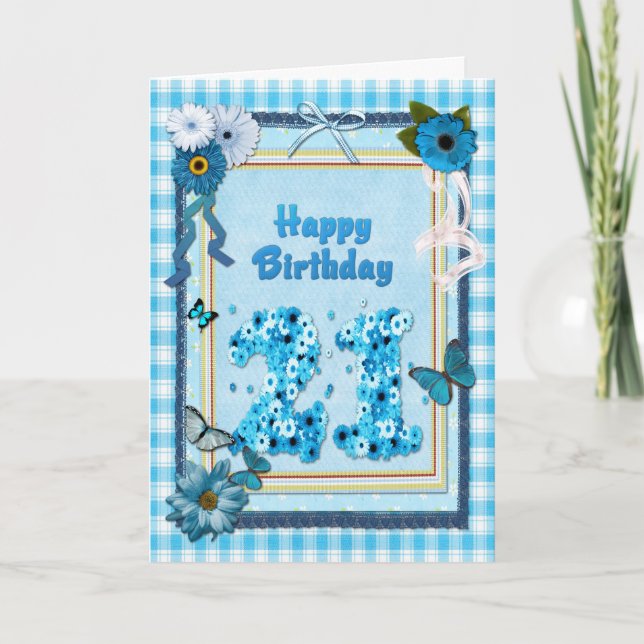 Tarjeta 21.º cumpleaños con un efecto scrapbook (Anverso)