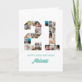 Tarjeta 21.º cumpleaños número 21 Collage de fotos persona