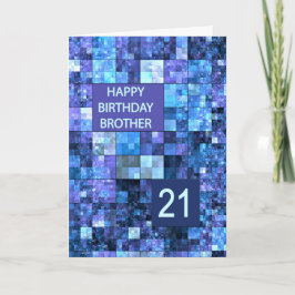 Tarjeta 21.º Hermano Cumpleaños, plazas azules,