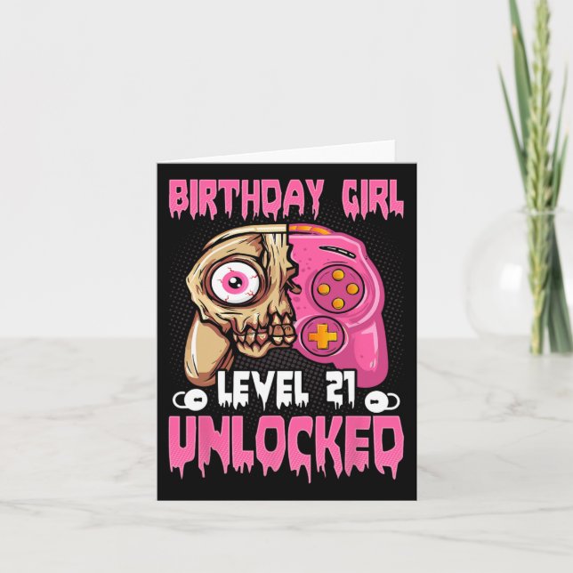 Tarjeta 21.ᵉʳ Chica de cumpleaños Nivel 21 Videojuego desb (Anverso)