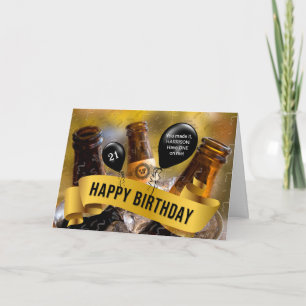 Tarjeta 21.ᵉʳ divertido balde de cerveza con nombre