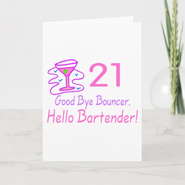 Tarjeta 21 Adiós Bouncer Hola Bartender (Rosa) (Anverso)