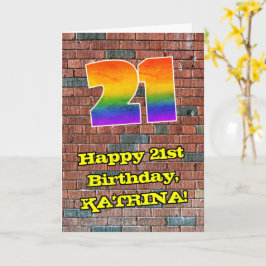 Tarjeta 21 Aniversario: Arcoiris inspirado en graffiti div