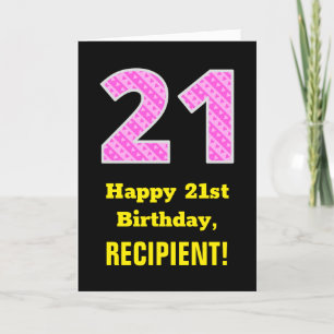 Tarjeta 21 Aniversario: Bandas y corazones rosados "21" +