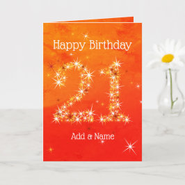 Tarjeta 21 Aniversario - Estrella Número Naranja Rojo Edad