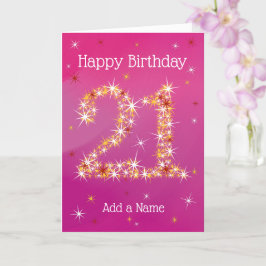 Tarjeta 21 Aniversario - Número 21 en Estrellas Púrpura Ro