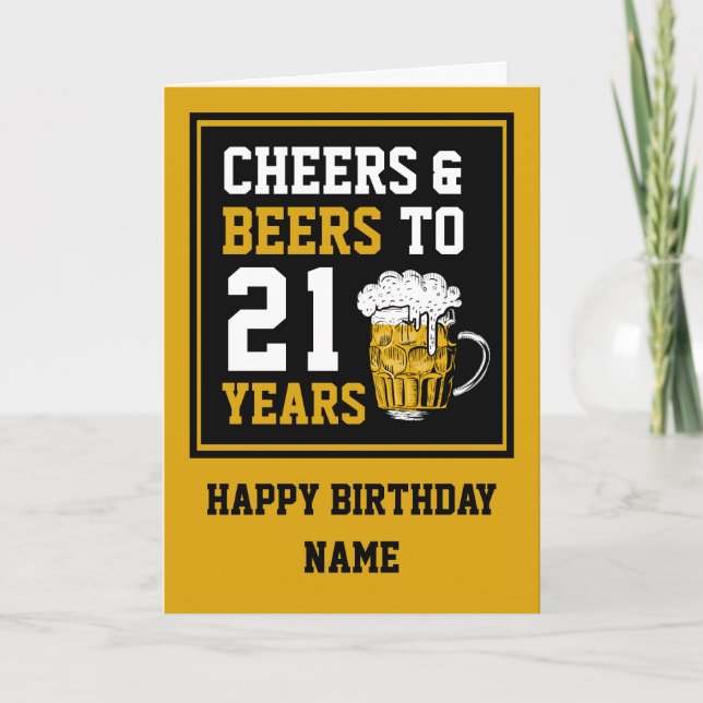 Tarjeta 21 años de júbilo y cerveza a 21 años (Anverso)