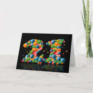 Tarjeta 21° cumpleaños con números formados de bolas