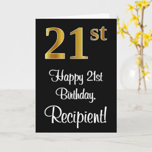 Tarjeta 21 cumpleaños ~ Elegante lujoso Faux Gold Look #