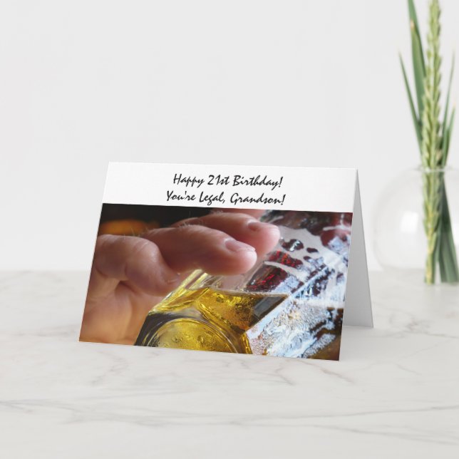 Tarjeta 21 cumpleaños, nieto, cerveza, ¡eres legal! (Anverso)