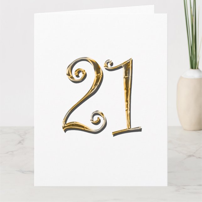 Tarjeta 21 cumpleaños oro blanco elegante (Anverso)