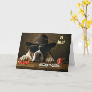 Tarjeta 21 De nuevo Feliz Cumpleaños Mano de Blackjack Hum