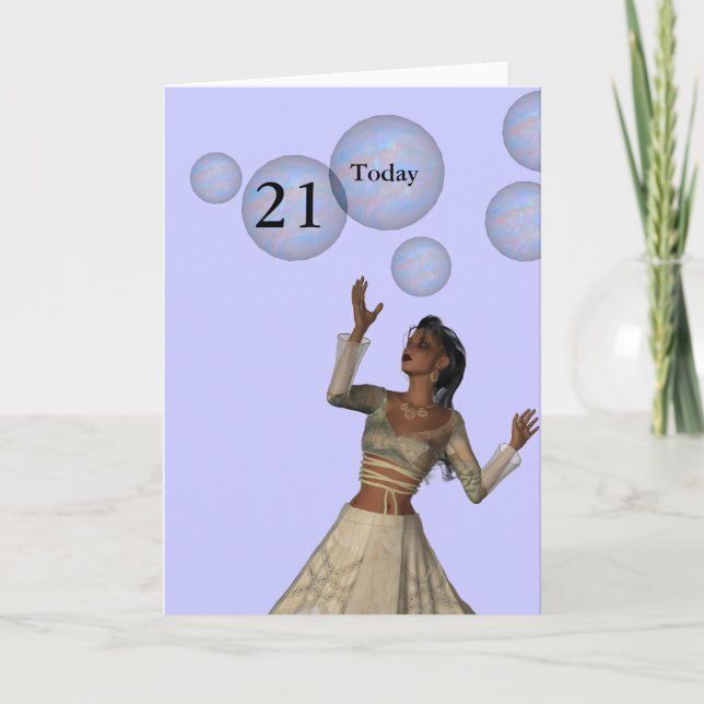 Tarjeta 21 Hadas de cumpleaños y burbujas (Anverso)