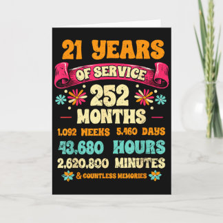 Tarjeta 21 Years Of Service 21st Year Work Anniversary For
