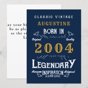 Tarjeta 21er cumpleaños Nacido 2004 Legend Blue Gold Greet