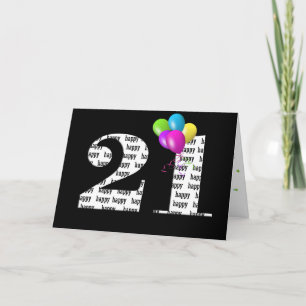 Tarjeta 21ro ramo del globo del cumpleaños