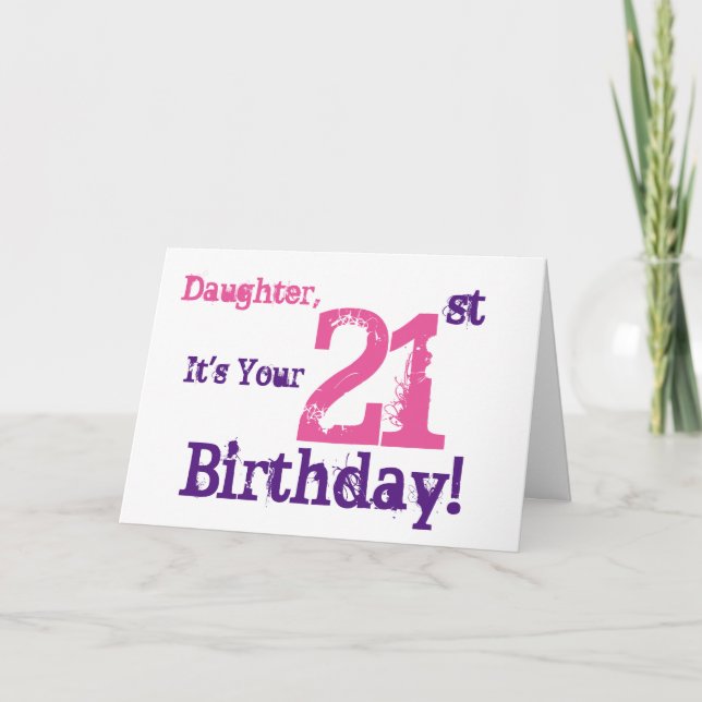 Tarjeta 21ro saludo del cumpleaños de la hija en la (Anverso)