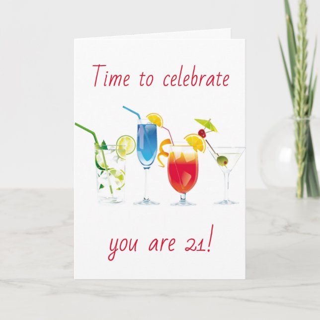 Tarjeta **21st BIRTHDAY** CELEBRATE IT COMES ONLY ONCE! (Anverso)