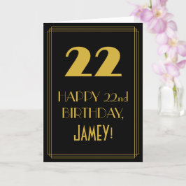 Tarjeta 22º cumpleaños ~ Art Deco Inspirado Aspecto "22" y