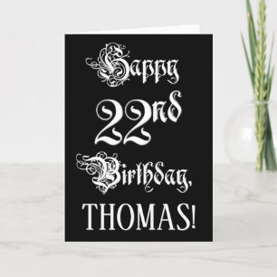 Tarjeta 22º cumpleaños: Elegante guión + nombre personaliz
