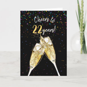 Tarjeta 22.º Aniversario Boda Tostada de Champagne