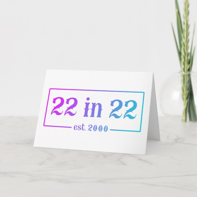 Tarjeta 22.º cumpleaños 22 EN el 22 resto del gradiente 20 (Anverso)