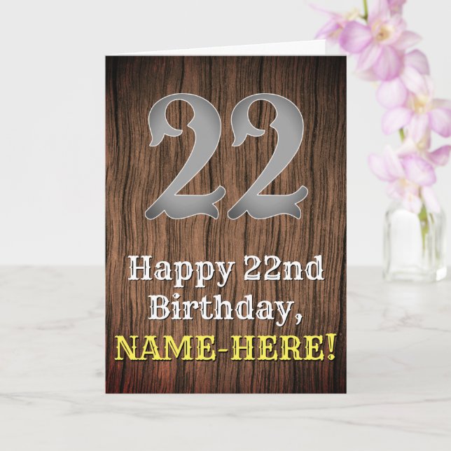 Tarjeta 22.º cumpleaños: Country Western Inspired Look, No (Orquídea)