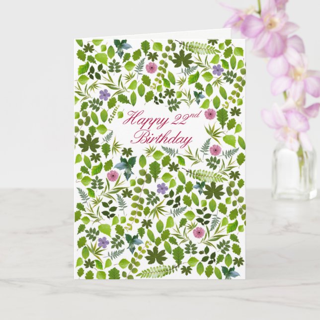 Tarjeta 22.º cumpleaños de hojas dispersas (Orquídea)