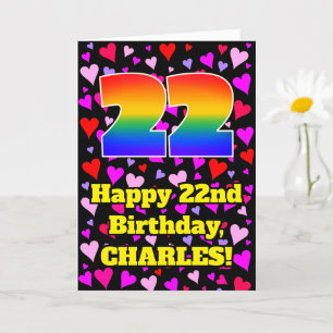 Tarjeta 22.º cumpleaños: Patrón de corazones amorosos, arc
