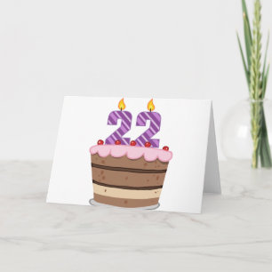 Tarjeta 22 años en el pastel de cumpleaños