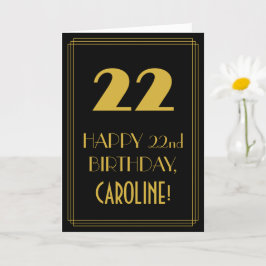 Tarjeta 22° cumpleaños - Aspecto inspirado en el Art Deco 
