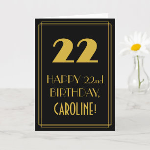 Tarjeta 22° cumpleaños - Aspecto inspirado en el Art Deco