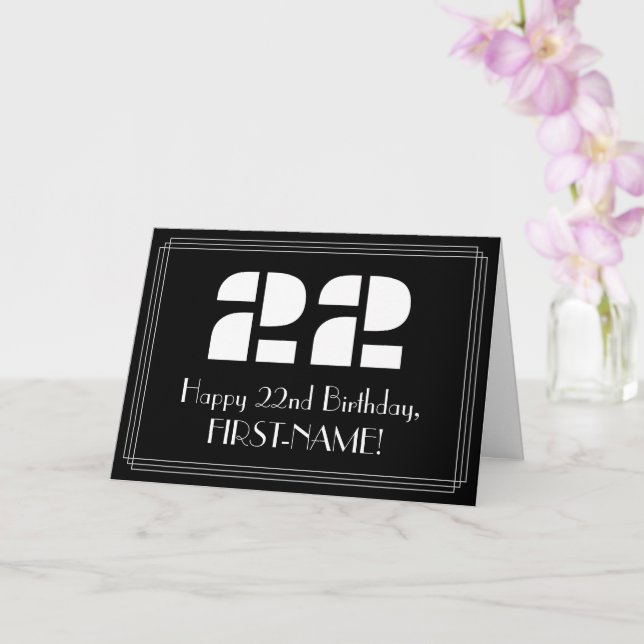 Tarjeta 22° cumpleaños: Aspecto inspirado en el Art Deco " (Orquídea)