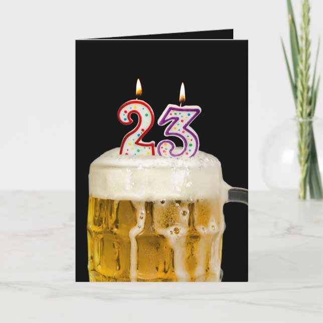 Tarjeta 23.ª Cerveza de cumpleaños con negro (Anverso)