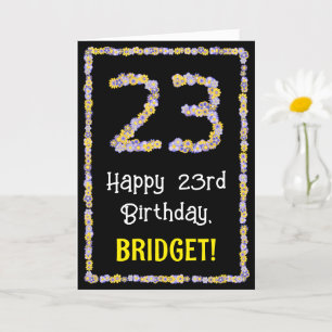 Tarjeta 23.ª Cumpleaños: Flores Florales Número, Nombre Pe