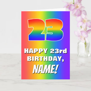 Tarjeta 23 Aniversario: Colorido, divertido patrón arcoiri